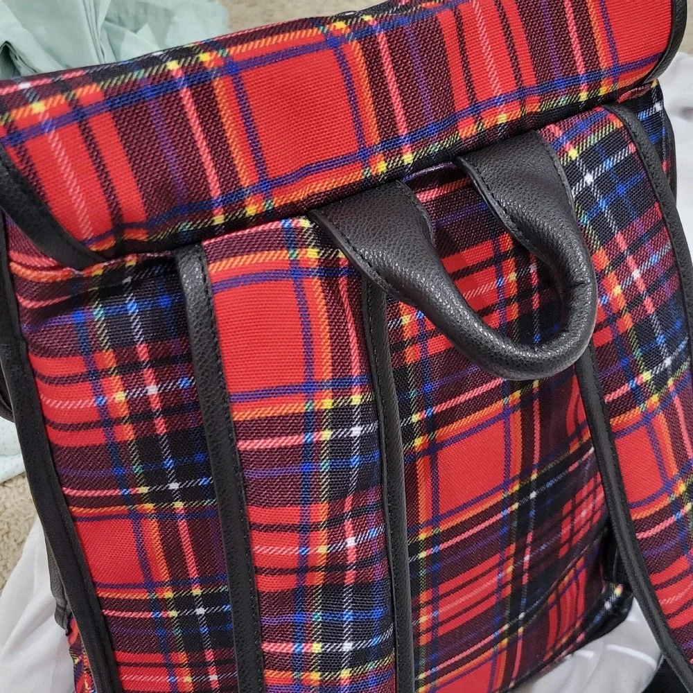 Disney Cruella Plaid Backpack Loungefly Style Red Tartan Patches One Size